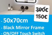 LED Bathroom Mirror 50x70cm Black Frame