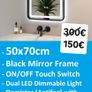 LED Bathroom Mirror Defogger 50x70cm Black Frame Image 2