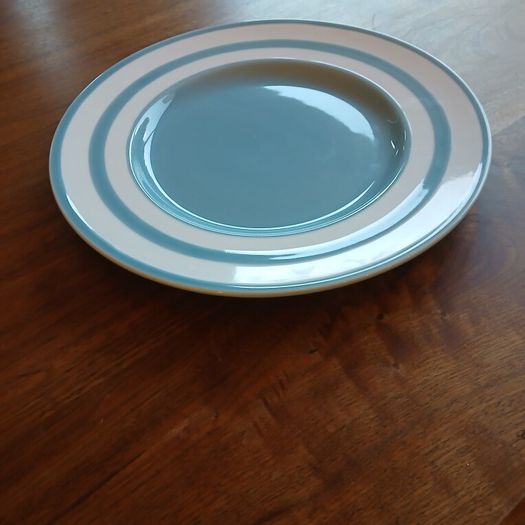 The Conran Shop Large Ceramic Serving Platter / Charger Plate - Light Blue & White Banded (34cm)