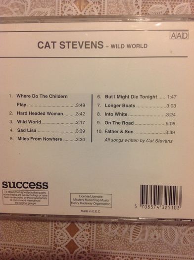 Cat Stevens CD.  Wild World.