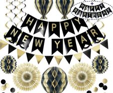Premium Reusable Party Decorations - New Years Eve Decorations 2023 -Multi-occasion Happy New Year Banner changes to Happy Birthday - Happy New Year Decorations 2023 MULTIPLE COLOURS AVAILABLE, SEE PHOTOS (FREE POSTAGE)