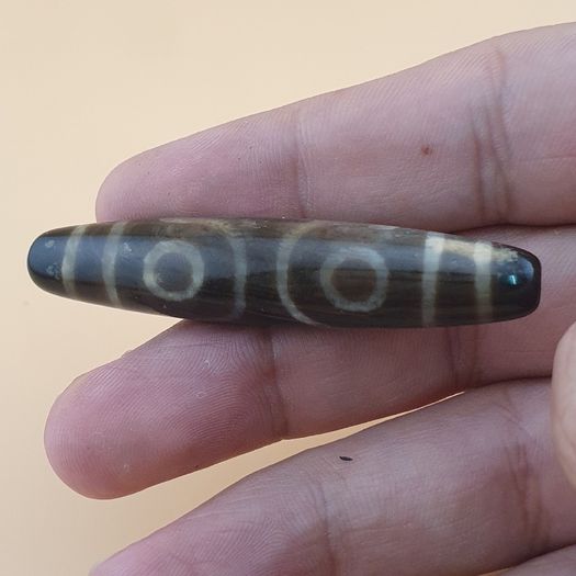 Vintage Himalayan 3 Eyes Tibetan Agate Dzi Bead Amulet