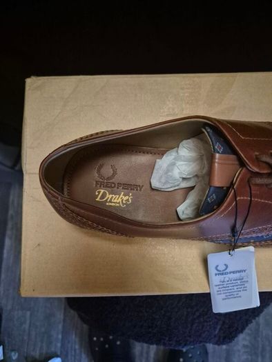 Fred Perry x Drake's London Leather Wingtip Brogues (Davies Paisley) size 8