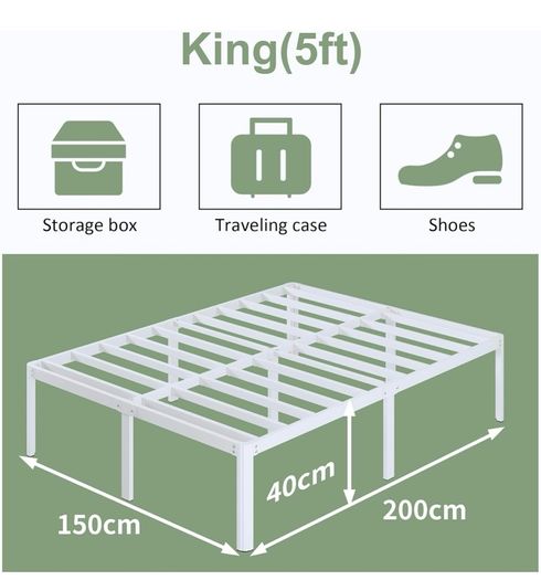 41 cm King Size Bed Frame with Rounded Corner Legs, 5ft Metal Platform