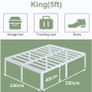 41 cm King Size Bed Frame with Rounded Corner Legs, 5ft Metal Platform Image 2