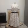 Beautiful Flattering Dress by Irish Designer Fee G, Soft Pink and Black Stripped Dress - Size 16 Image 2