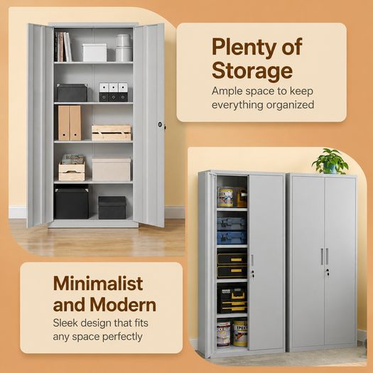 Multi purpose storage cabinet (Grey) - FREE DELIVERY
