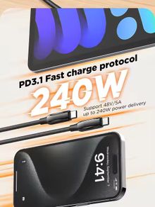LDNIO LC921c 240W High power PD3.1 Fast charge protocol E-marker chip Fast Charging Charger Data Cable (Phones, Macbooks and more devices)
