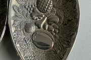 Beautiful Vintage 2-Piece Silver-Plated Salad / Fruit Serving Set - Embossed Pineapple &amp; Grapes Design