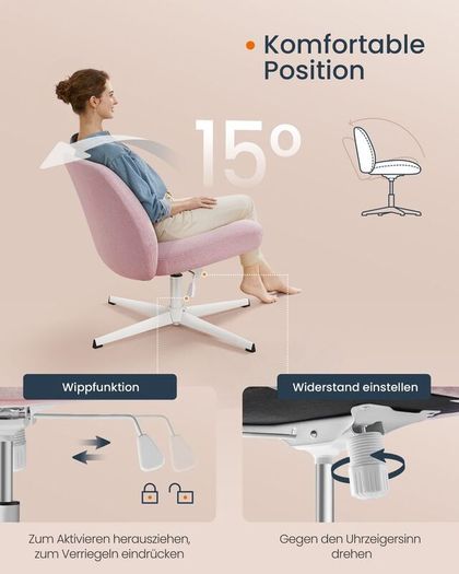 Modern Office Chair  Wide Seat, Cross Base, and Adjustable Height in Grey, Whit