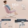 Modern Office Chair  Wide Seat, Cross Base, and Adjustable Height in Grey, Whit Image 7