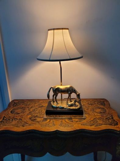 brass horse lamp