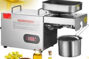 Electric Oil Press Machine, 850W Stainless Steel Oil Extractor Machine, 0-300C / 32 - 572F Adjustable Temperature, Hot Press Oil Expeller for Pressing Peanuts, Sesame Seeds, Rapeseed, Tea Seeds