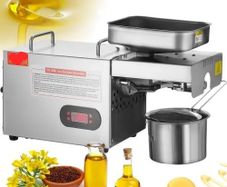Electric Oil Press Machine, 850W Stainless Steel Oil Extractor Machine, 0-300C / 32 - 572F Adjustable Temperature, Hot Press Oil Expeller for Pressing Peanuts, Sesame Seeds, Rapeseed, Tea Seeds