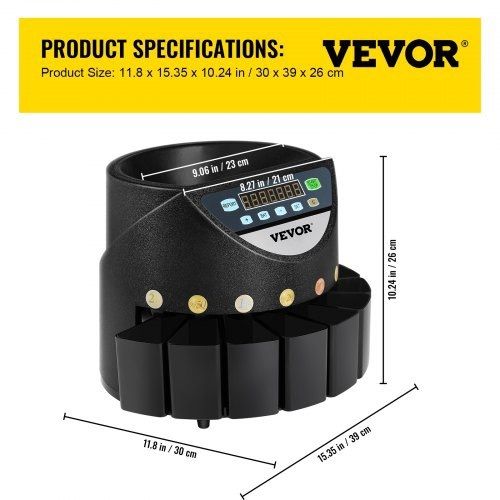 Euro Coin Counter Sorter 500-1000 Coins Electronic Automatic EUR Coin Counting Machine 300 Coins Per Minute with 8 Coin Drawers for School Shop Bank (FREE SHIPPING)