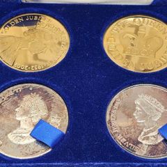 UK 2002 Limited Edition Proof 4 Coin Set Gold and Silver Plated Coin Set in Original Holder