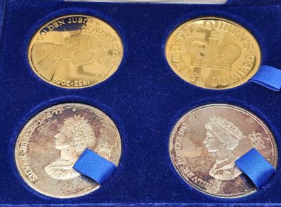 UK 2002 Limited Edition Proof 4 Coin Set Gold and Silver Plated Coin Set in Original Holder