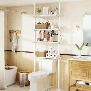 Brand New Over Toilet 4-Tier Storage Shelf Space-Saving Bathroom Organizer - White
