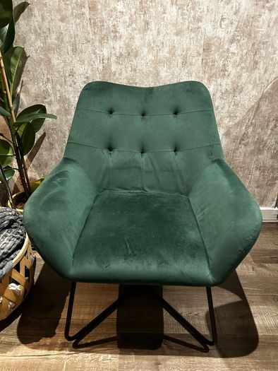 Turio forest green velvet effect arm chair