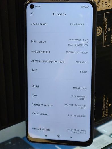 Xiaomi Redmi Note 9 128GB/4GB LTE Dual Sim Unlocked NFC 6,53" Blue Excellent