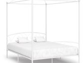 Canopy Bed Frame White Metal 160x200 cm