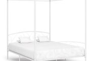 Canopy Bed Frame White Metal 160x200 cm