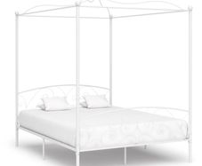 Canopy Bed Frame White Metal 180x200 cm
