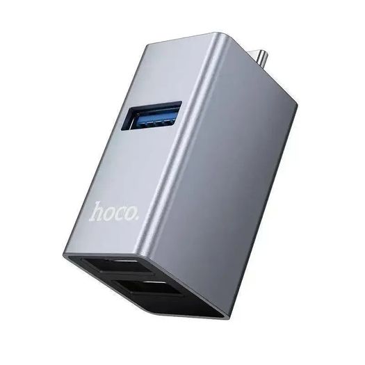 Hoco HB54A 3-In-1 Type-C To USB 2.0  2 / USB 3.0 Converter Metal Gray