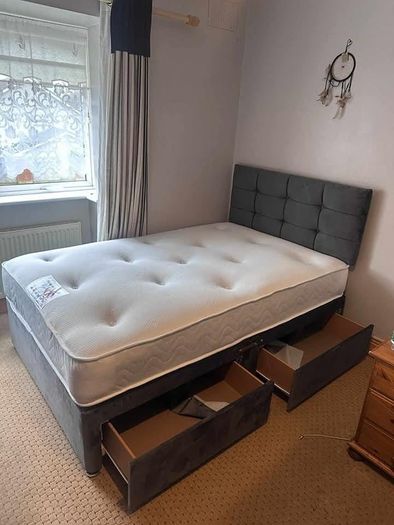 Small Double and standard double bed with headboard and mattress