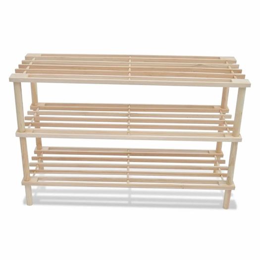 3-Tier Shoe Racks 2 pcs Solid Fir Wood