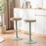 Bar Stools, Solid Wood Counter Height Barstools Set of 2, Vintage High Adjustable 360 Swivel Metal Bar Chairs, Breakfast Kitchen Stools, Mint Green Image 3