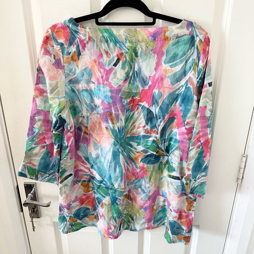 Blue Illusion French Linen Blouse L