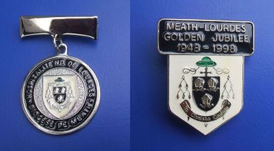 DIOCESE OF MEATH (Ireland) - two pilgrimage badges for Lourdes (1990's)