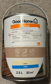 Outdoor wood varnish clear matt never opened. 2.5Ltr, 30m2