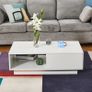 BRAND NEW Coffee Table Rectangle Living Room Storage With RGB LED + Large Drawer White Color Image 3
