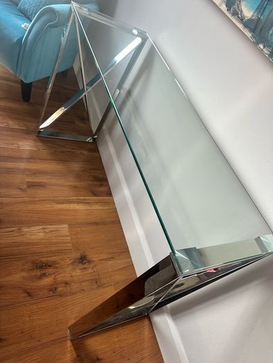 console table glass and chrome