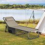 Reclining Sun Lounger Set of 2, Folding Sun Bed 4 Position Adjustable, 190x60x31 cm Sunloungers with Removable Headrest & Side Pocket Load capacity 300lbs for Garden, Beach, Camping, Khaki Image 3