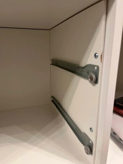 White IKEA Kallax Insert with 2 Drawers & Silver Knobs