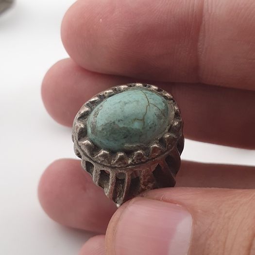 Lot of 15 Antique Tribal Style Brass Rings Mixed Stone & Colourful Glass