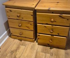 Pair of Solid Pine 3-Drawer Lockers