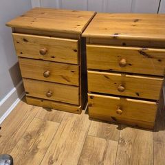Pair of Solid Pine 3-Drawer Lockers