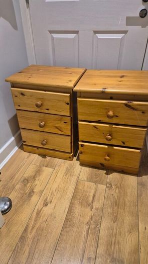 Pair of Solid Pine 3-Drawer Lockers