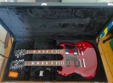 Harley Benton DC-Custom II 612 Cherry Double Neck Guitar