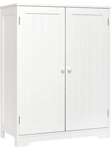 Bathroom Storage Cabinet Sideboard White 60x30x80 cm Free Standing MDF Painted 180 Degree Open 2 Doors 3 Shelves (FREE POSTAGE)