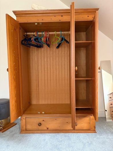 wardrobe, chest of drawers and mirror
