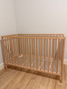 Oak Wooden Baby Cot and mattress
