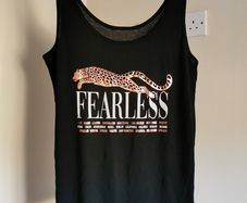 BNWT Lovely Black Vest Top with Rose Gold Print size 16