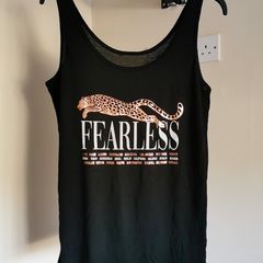 BNWT Lovely Black Vest Top with Rose Gold Print size 16