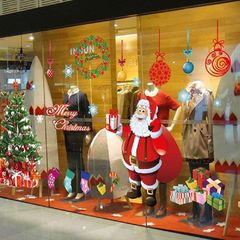Christmas Window Stickers Large Santa Claus Xmas Tree Gift Box Candy Socks Clings ornament Double-Side DIY Wall Door Mural Decal Sticker (FREE POSTAGE)