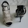 Karen Millen Designer White Black Strappy Heels Sandals Image 2